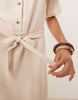 JDY linen mix midi shirt dress in beige