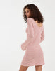 Vero moda stretch crochet knit bell sleeve mini dress in red and cream stripes
