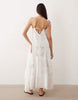 ARRANGE square cut embroidered midi dress in white