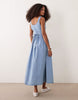 denim ballerina inspired midaxi dress in light blue