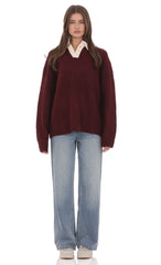 Knit Rugby Jumper in Burgundy