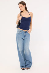 L&t Halter Tie Recycled Tank Top Ink