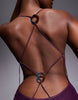 Tiger Mist Orielle strappy open back hardware detail floral maxi dress in plum orchid