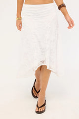 Thrills Sienna Lace Midi Skirt White
