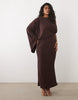 Curve one-shoulder drape back column maxi dress in fudge