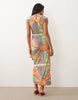 Never Fully Dressed Lucy textured short sleeve tie front midi dress in kaleidoscope print