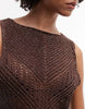 knit fringe mini beach dress in metallic brown