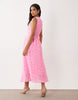 VILA floral jacquard midaxi dress in bonbon pink