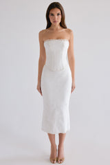 white cotton broderie anglaise midi skirt