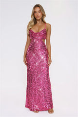 Peak Brilliance Sequin Maxi Dress Hot Pink