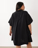 Curve techy fabric relaxed short sleeve mini dress in black