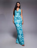 South Beach halterneck beach maxi dress in blue paisley print
