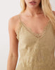 cami maxi dress with lace inserts and tie straps in olive