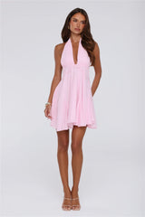 Poppy Kiss Halter Mini Dress Pink