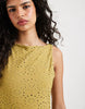 Vero Moda jersey floral eyelet sleeveless mini dress in willow green