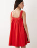 square neck lace trim mini sundress in red