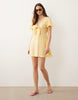 Vero Moda Tall crinkle textured woven tie front mini dress in golden yellow
