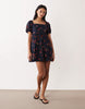 Abercrombie & Fitch square neck milkmaid mini dress in strawberry print