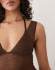 Free Society crochet mini beach dress with low back in dark brown