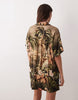 bowling shirt dress in vintage tropical print