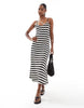 ONLY crochet maxi dress in black & white stripes