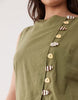 Curve linen blend vest maxi dress with poplin skirt in olive