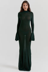 forest green knit maxi dress