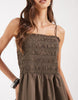 Object shirred bodice detailing cami midaxi dress in morel brown