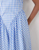 YAS halter neck waist detail gingham midaxi dress in blue