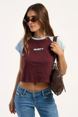 Rusty Bradley Mini Cap Sleeve Tee Burgundy