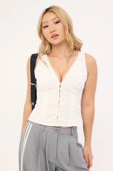 Motel Lasily Sleeveless Corset Top White