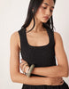 crinkle scoop neck midaxi sundress with shirred waist in black