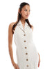 Miss Selfridge linen blend collared halter mini dress in stone