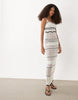 River Island striped knit midi dress in white