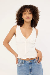 Luck & Trouble Marni Shirred Top White