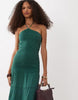 Mango Teen halterneck tiered maxi dress in green