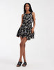 Free People Raven printed mini dress in midnight combo
