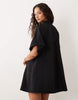 performance fabric relaxed short sleeve mini dress in black
