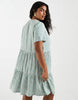 ONLY Curve tiered mini dress in green floral print
