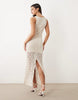 Gina Tricot knit crochet maxi dress in cream