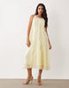 VILA tie shoulders ruffle cami midaxi dress in pastel yellow