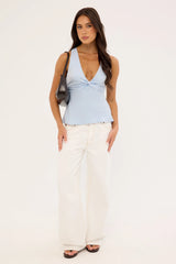 Perfect Stranger Ellie Twist Halter Top Light Blue