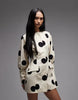 button down structured blazer mini dress in polka dots