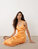 Tall scoop satin maxi dress in orange