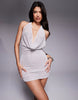 South Beach halterneck mini beach dress in cream