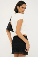 Luck & Trouble Marisole Gathered Mini Skirt Black