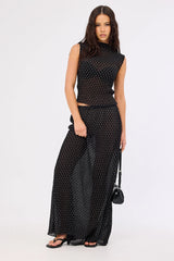 Lioness Ford Maxi Skirt Onyx Polka