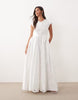 ARRANGE embroidered cinched waist pleated maxi dress in white