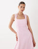 square neck maxi sundress with peekaboo bust in pink gingham