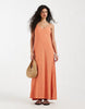 Vero Moda jersey floral eyelet cami midaxi dress in orange